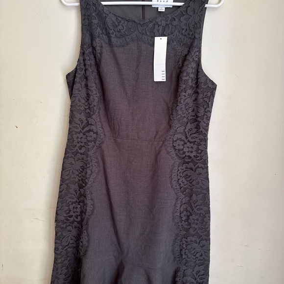 Elle Dress Size 12 NWT-MSRP $60 GRAY LACE DETAIL - Picture 2 of 4